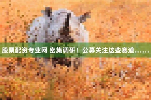 股票配资专业网 密集调研！公募关注这些赛道……